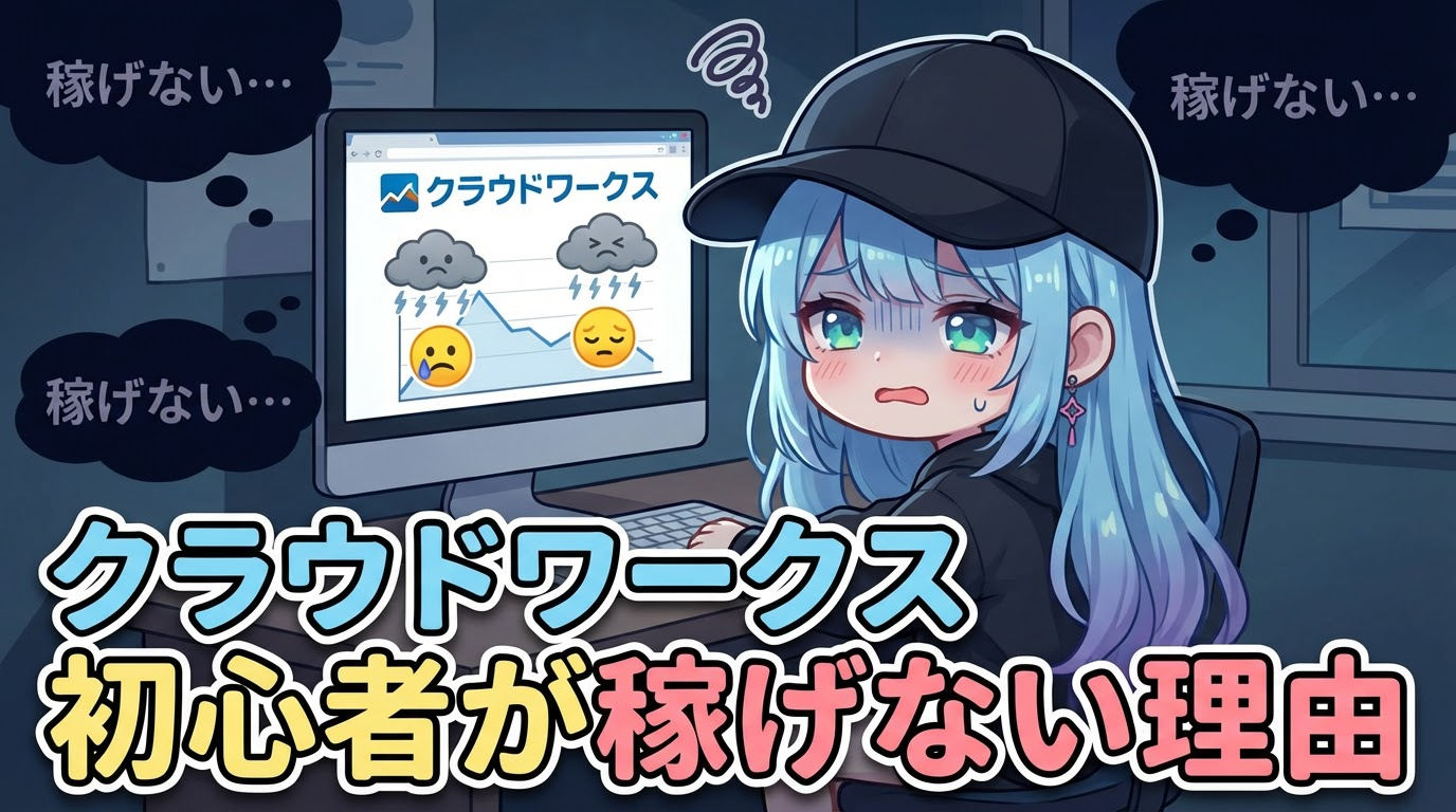 【実体験】クラウドワークス初心者が稼げない５つの理由と月3万円達成した解決策